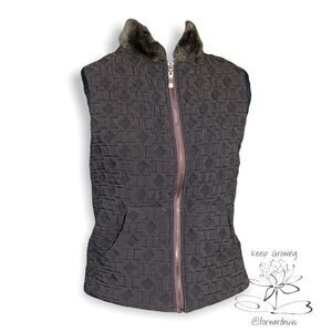 Marc Baxis Brown Vest with Faux Fur Collar Size Medium
